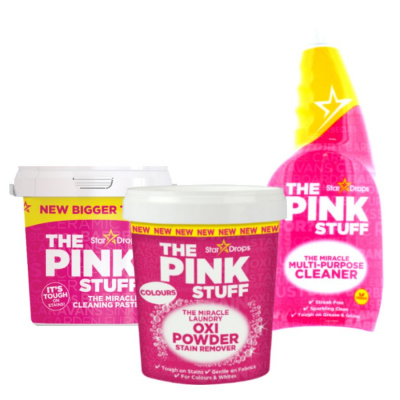 Сет-The Pink Stuff-Miracle Cleaning Paste + Oxi Stain Remover Powder for Colours + Multi-Purpose Cleaner