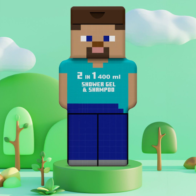 MINECRAFT STEVE ADVENTURE- 2D-Shower Gel & Shampoo -2 in 1 ГЕЛ ЗА ТУШИРАЊЕ & ШАМПОН ЗА ДЕЦА