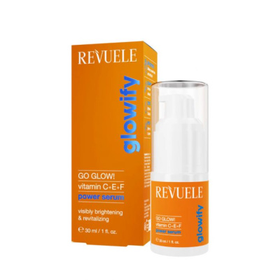 Revuele GO GLOW-POWER SERUM-Vitmin C+E+F- Day&Night-BRIGHTENING &REVITALIZING- Серум за враќање на сјајот на кожата 30ml